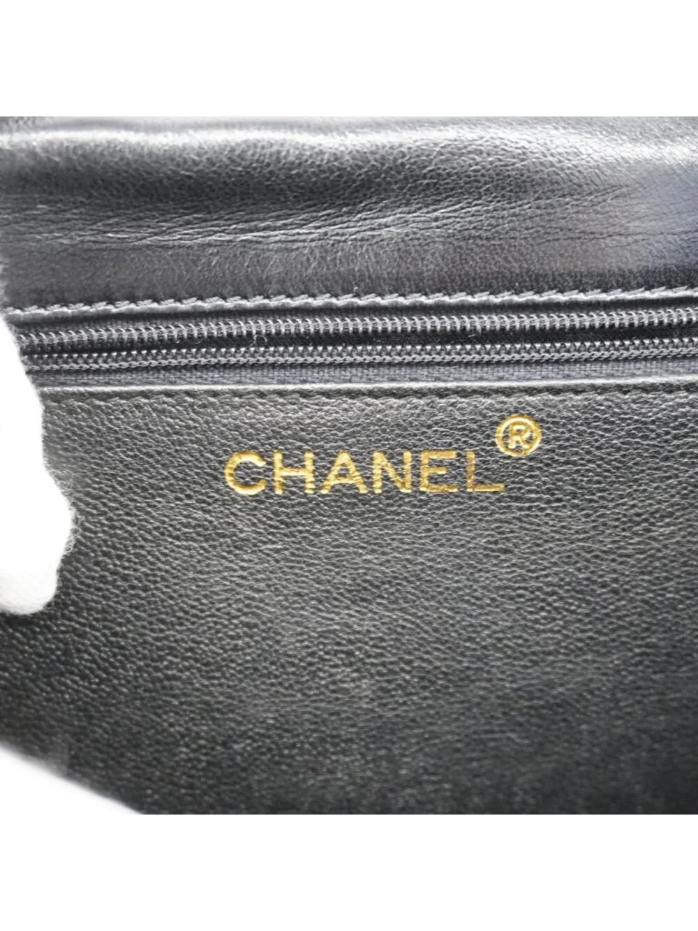 Chanel Shoulder Bag Lambskin Black Gold